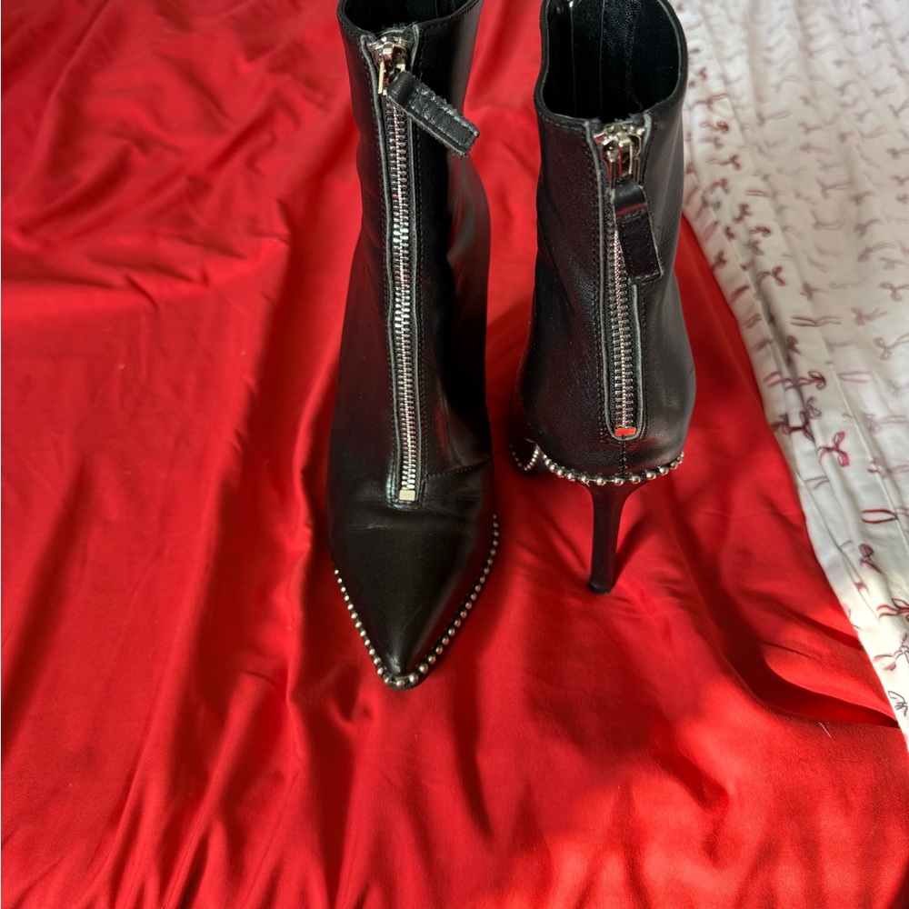 Alexander Wang Black Heeled Boots with Silver Zipper